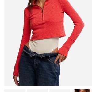 Women's Red Long Sleeve Top